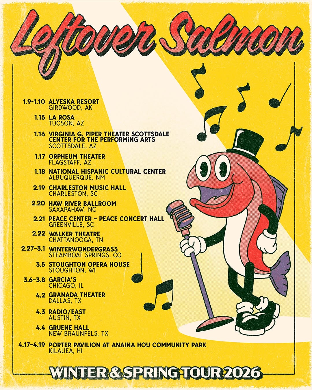 Leftover Salmon Winter and Spring Tour Poster 2026